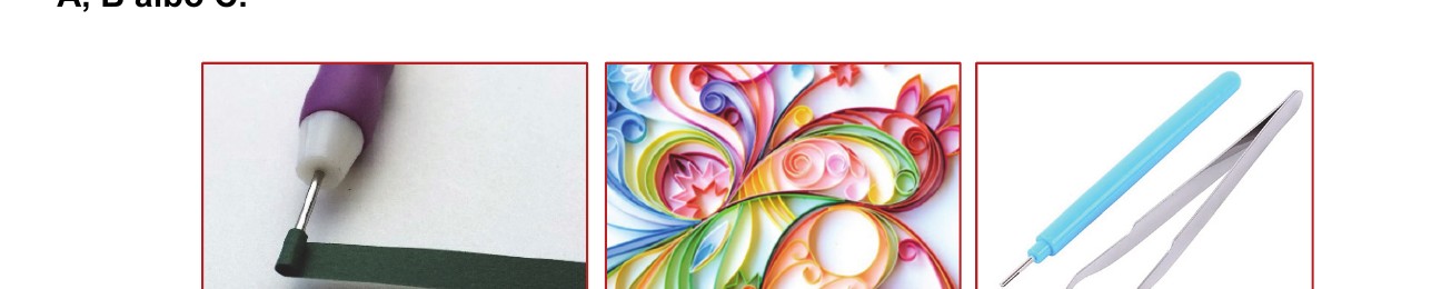 Zad. 12 — zdjęcia: narzędzia i wzór quillingu (QUILLING)